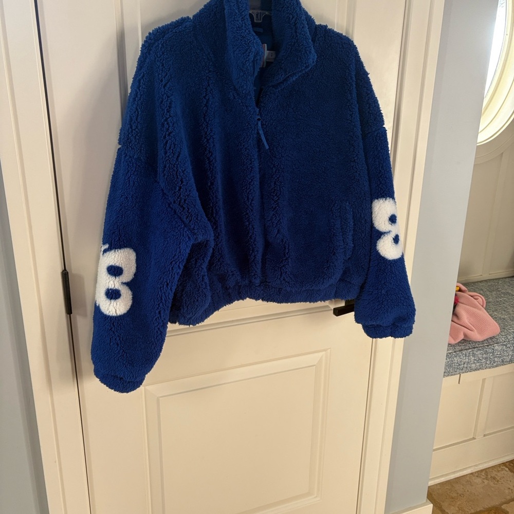 Urban Outfitters Vibrant Blue Fleece Cozy Zip-Up Jacket, Size Small. EUC.